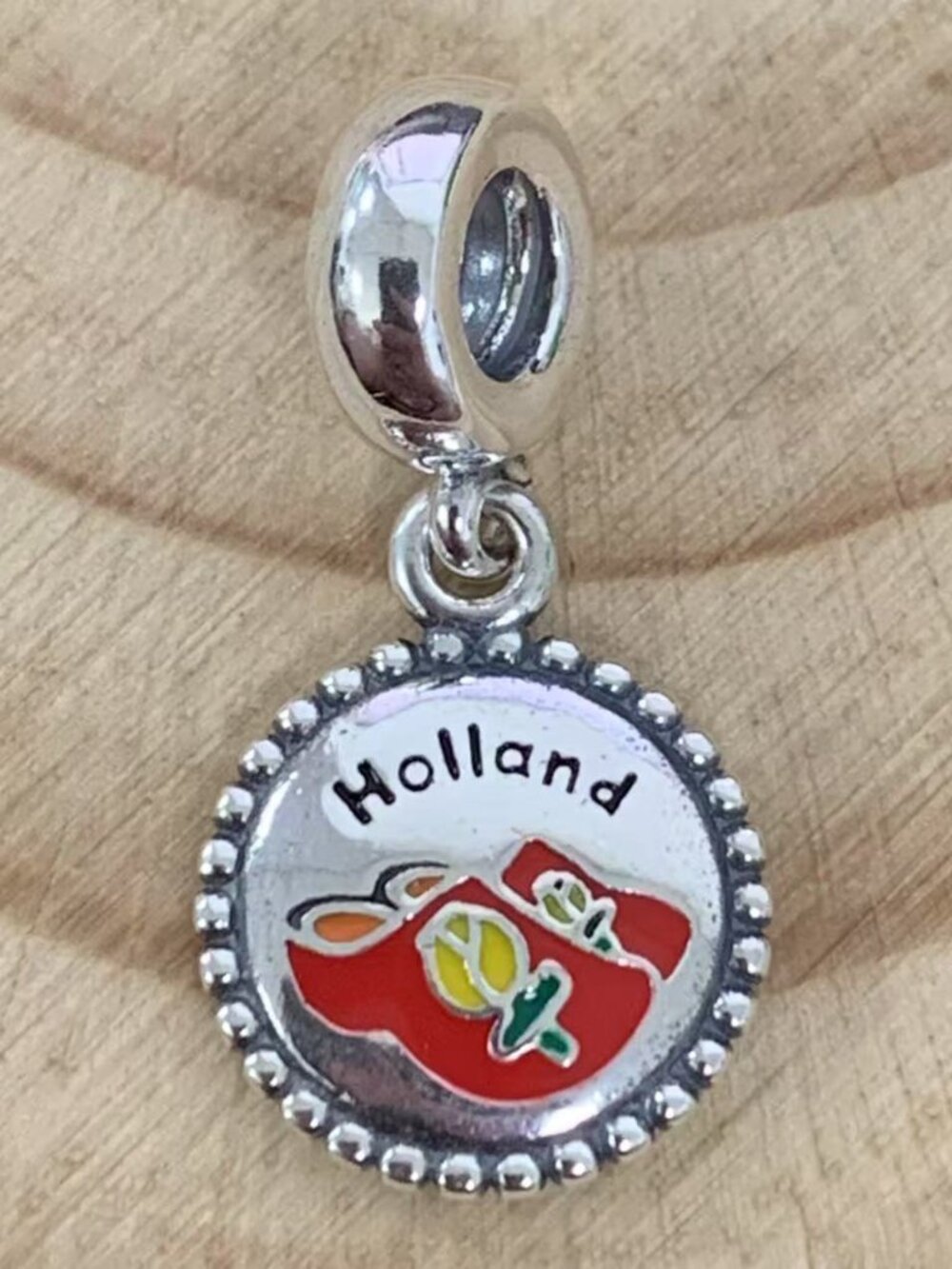 Pandora Holland Enamel Dangle Charm Pendant, S925 Silver Jewelry
